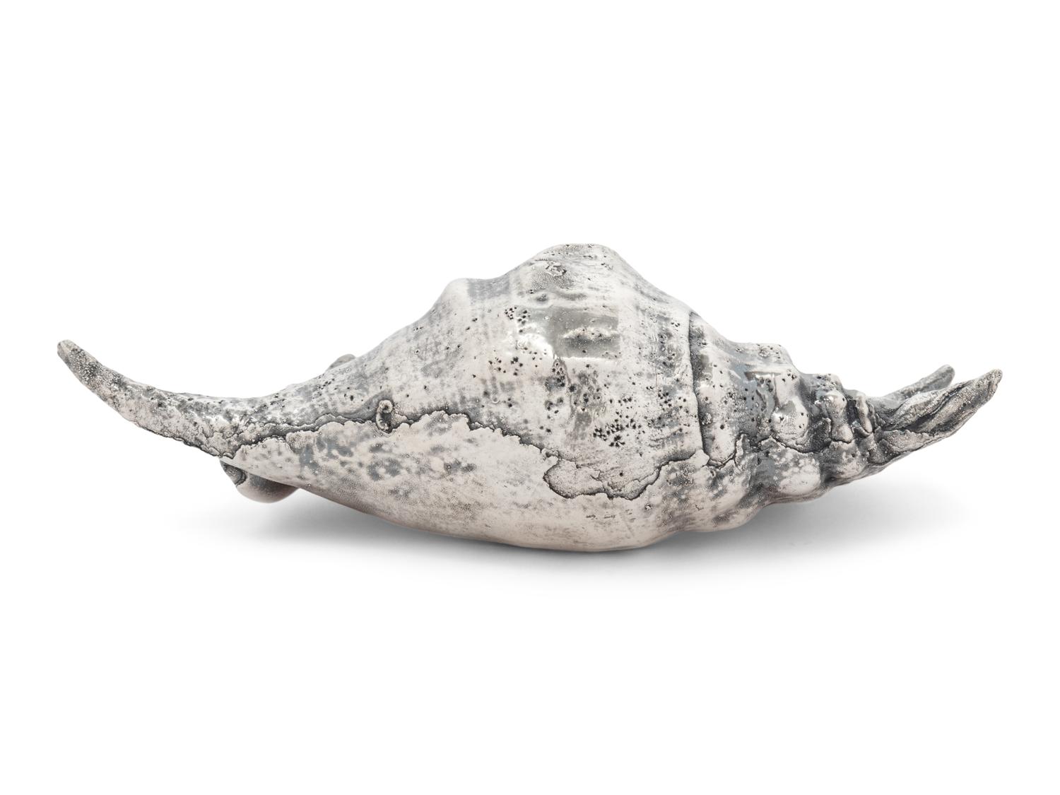 A Federico Buccellati Silver-Plate Mounted Conch Shell