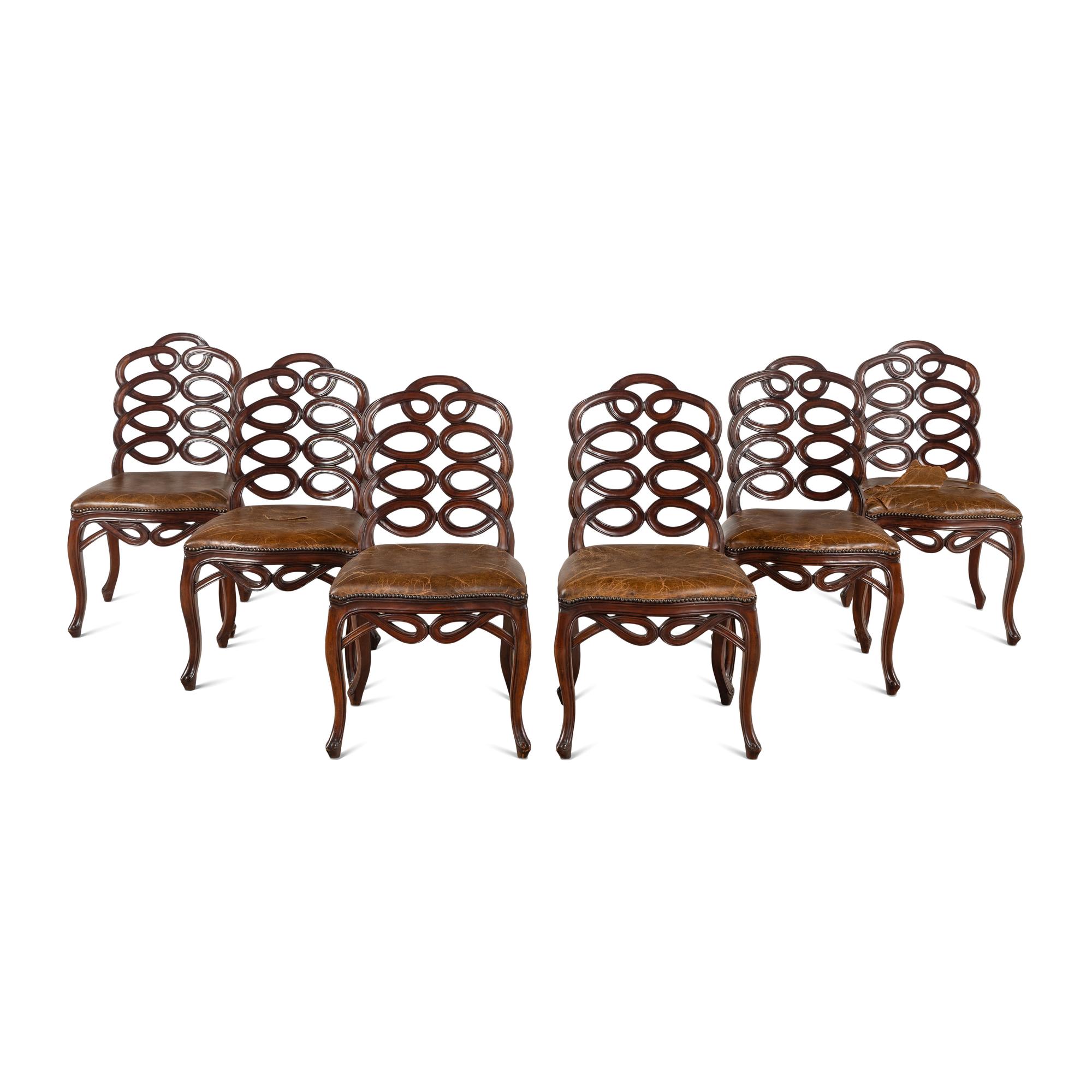 A Set of Six Francis Elkins Style Mahogany "Loop" Chairs