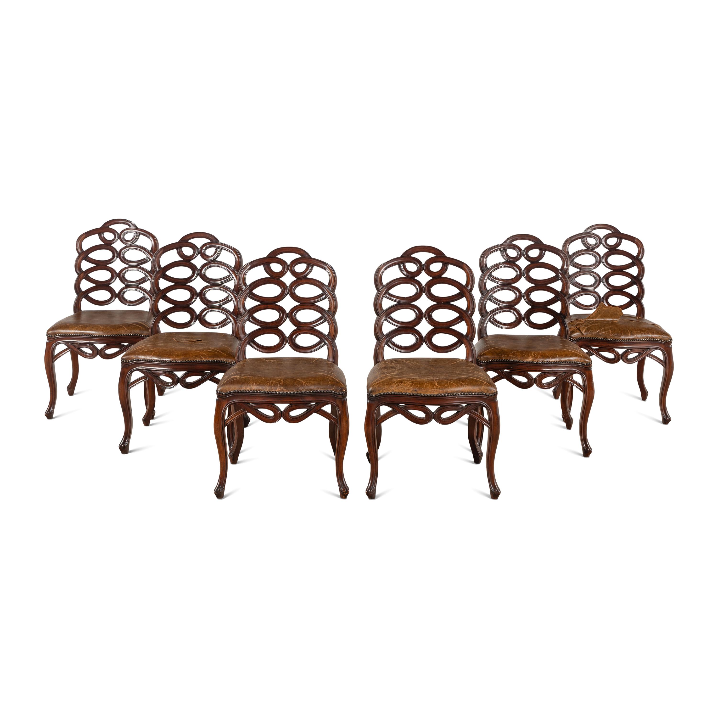 A Set of Six Francis Elkins Style Mahogany "Loop" Chairs
