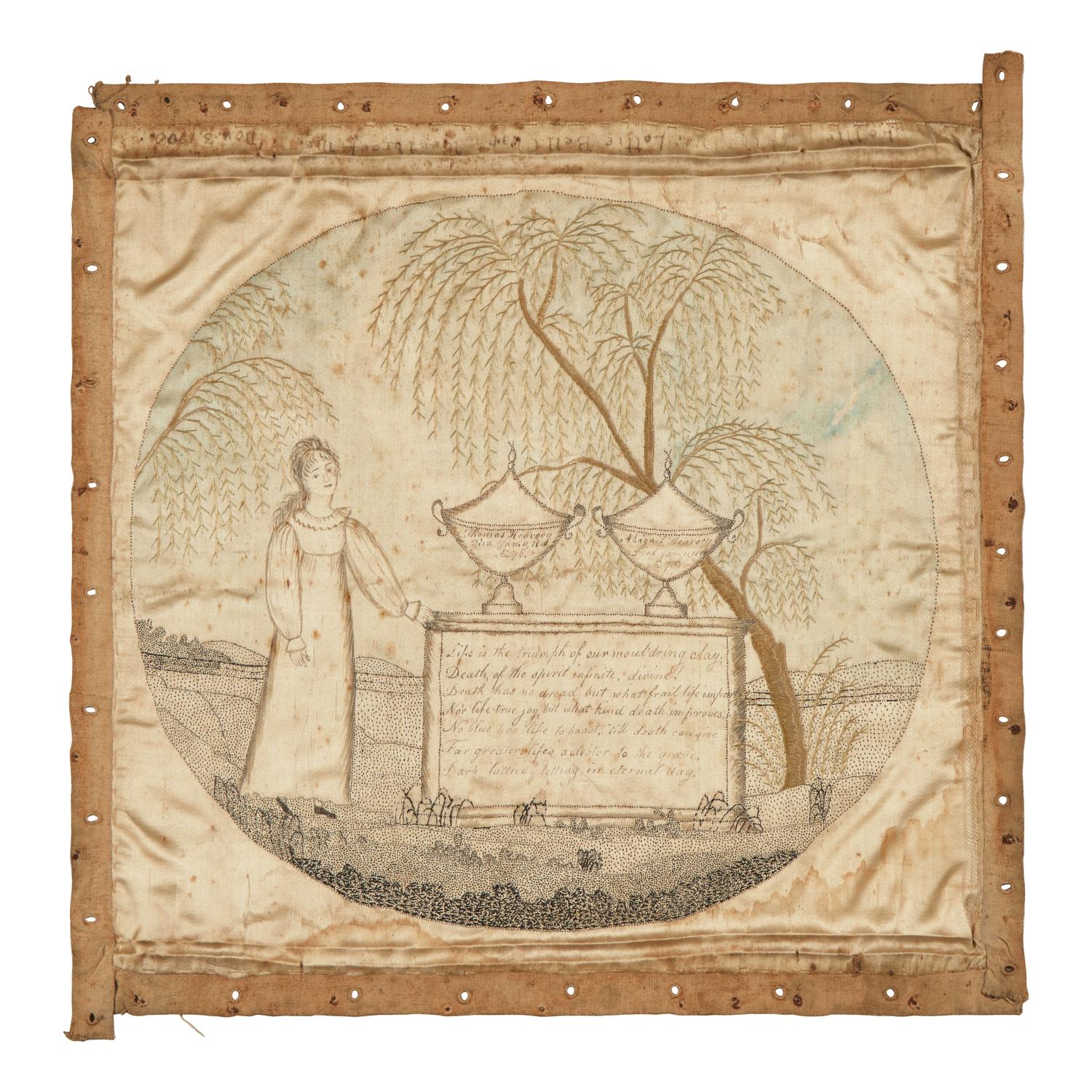 An Embroidered Silk Mourning Needlework Picture