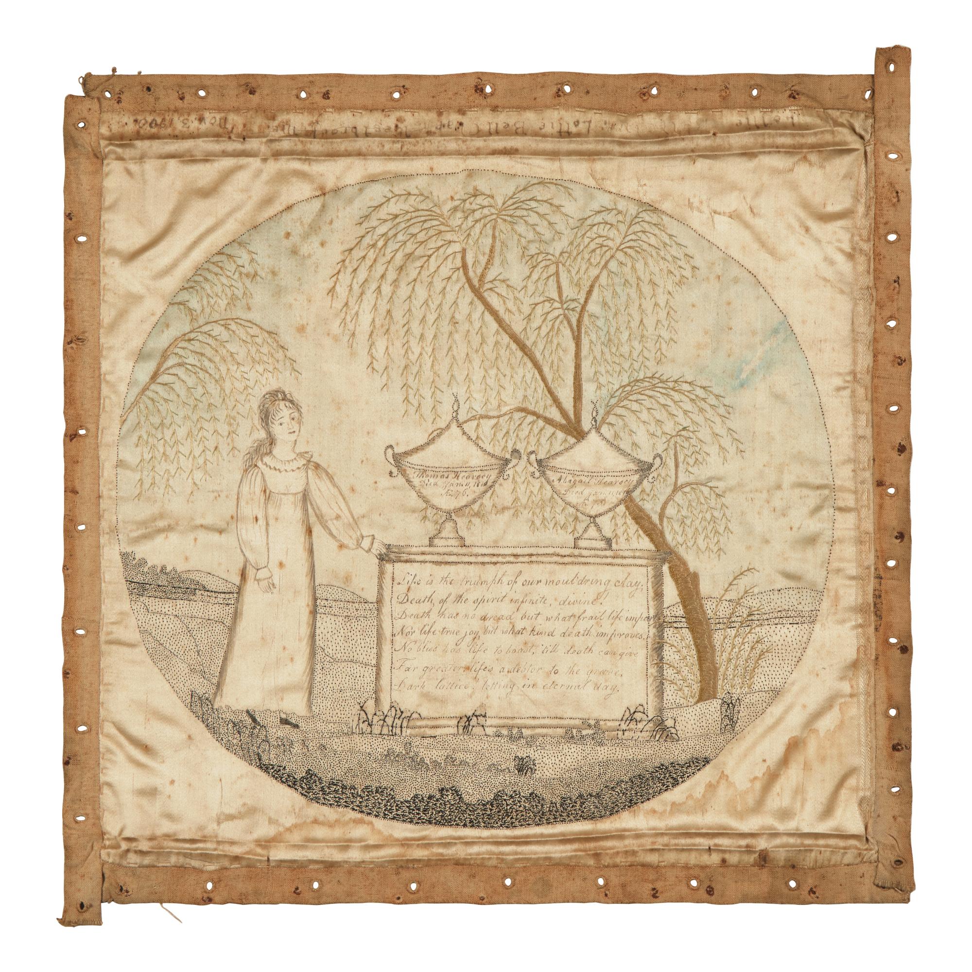 An Embroidered Silk Mourning Needlework Picture