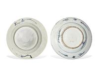 Two Chinese Export Blue and White Porcelain Plates