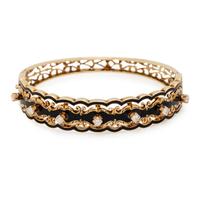 YELLOW GOLD, DIAMOND AND ENAMEL BANGLE BRACELET