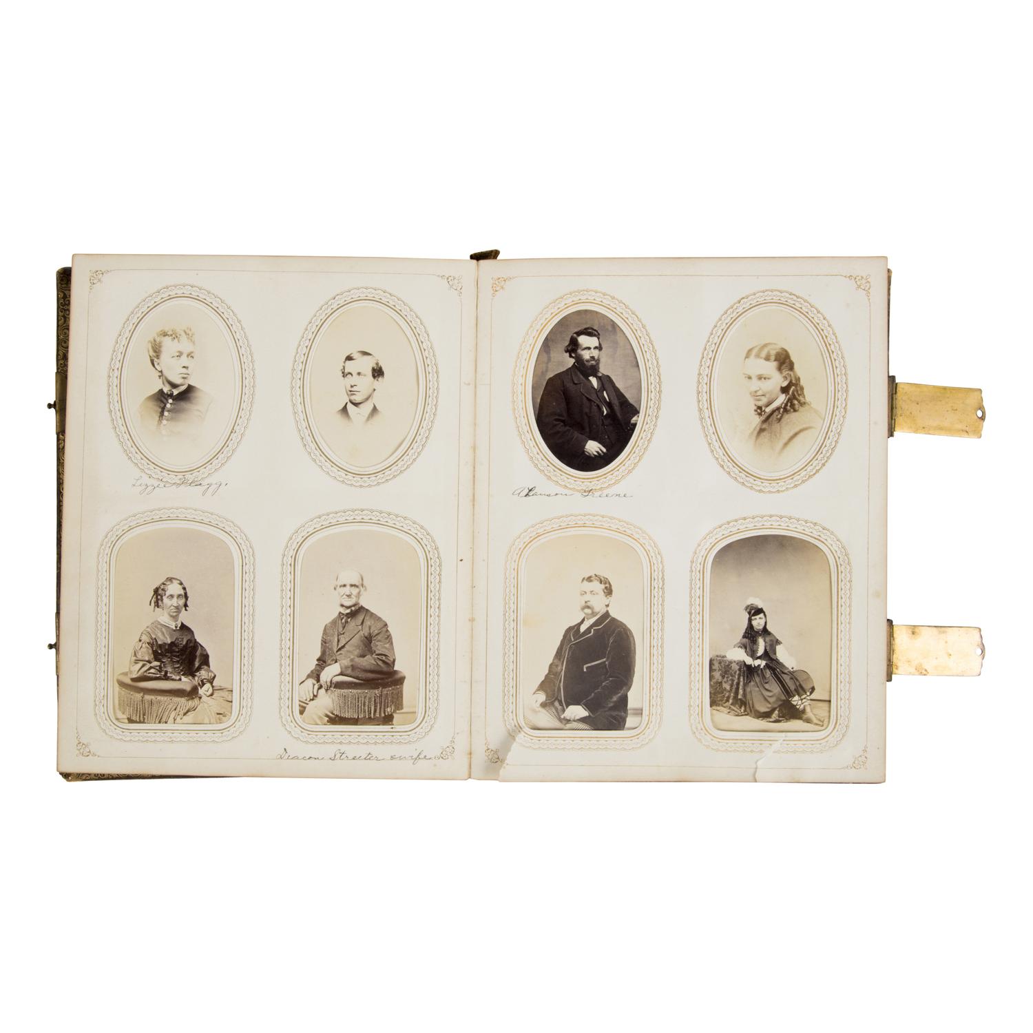[Civil War]. A group of Civil War-era CDV albums and post-war reunion badges.