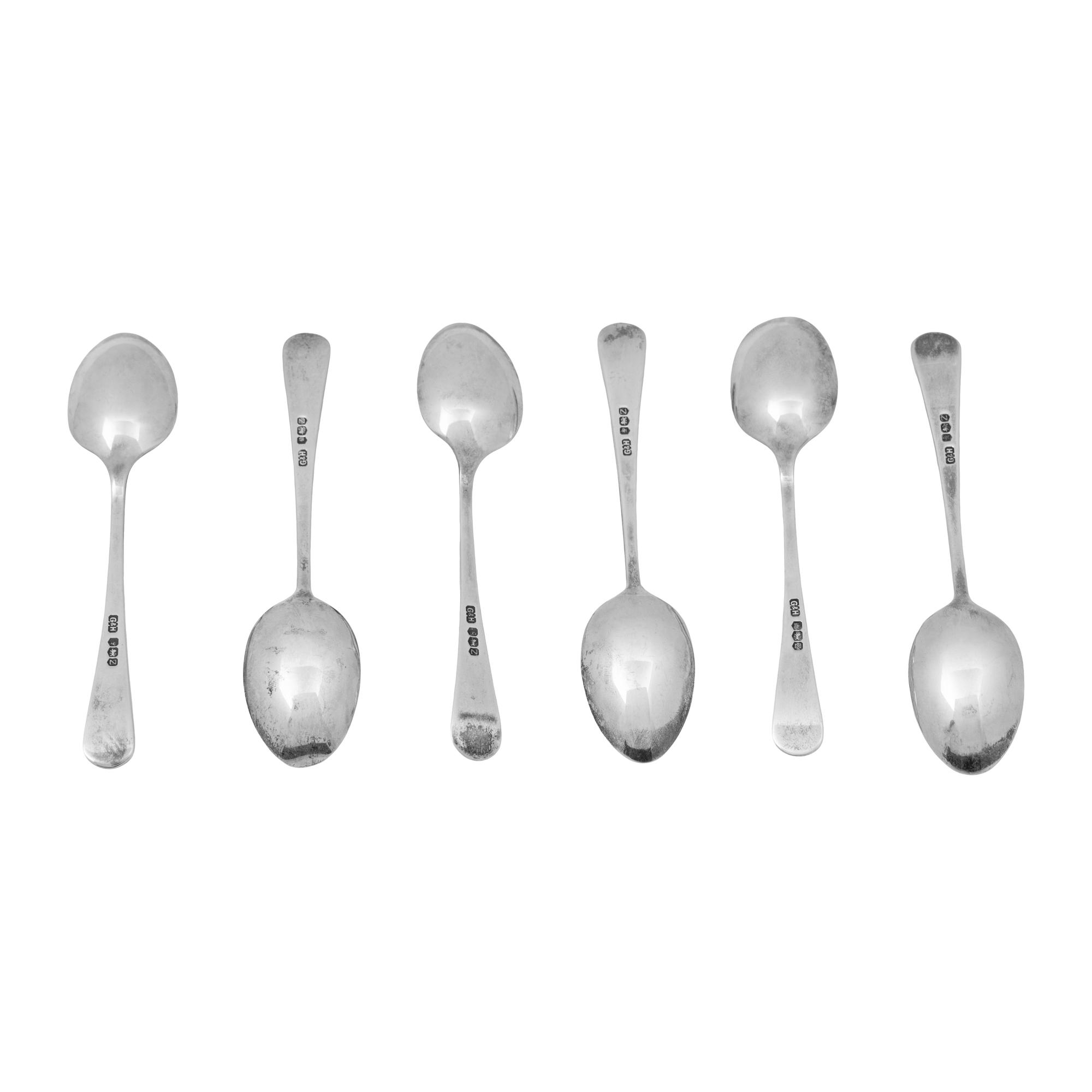 A Cased Set of Six English Silver Coffee Spoons