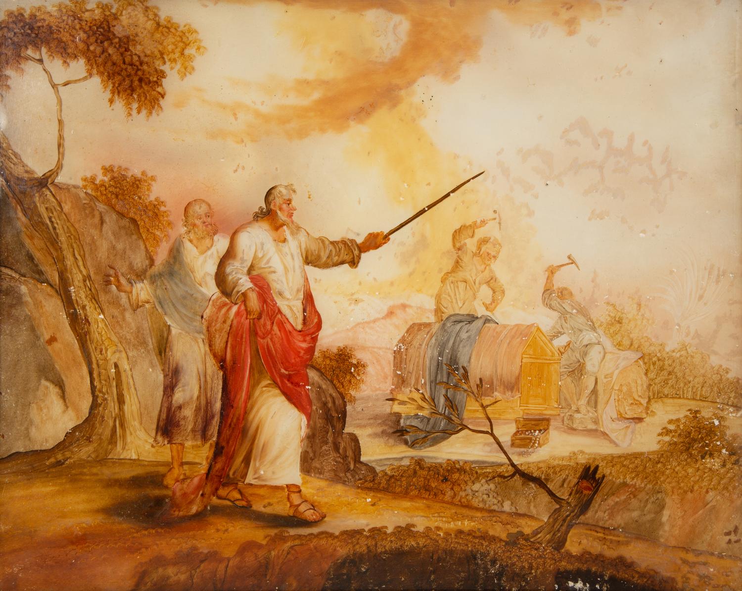 Five Continental Reverse Paintings on Glass with Religious Scenes