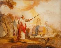 Five Continental Reverse Paintings on Glass with Religious Scenes