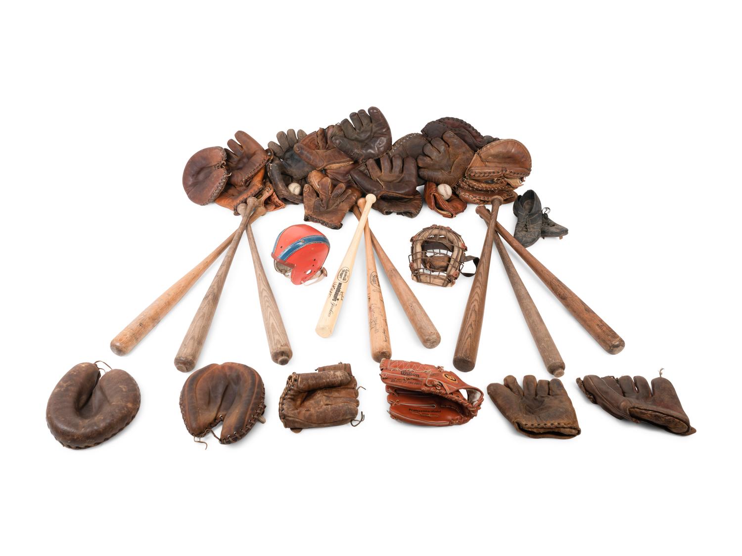 A Large Collection of Vintage Sports Equipment Including Signed Autograph Items,