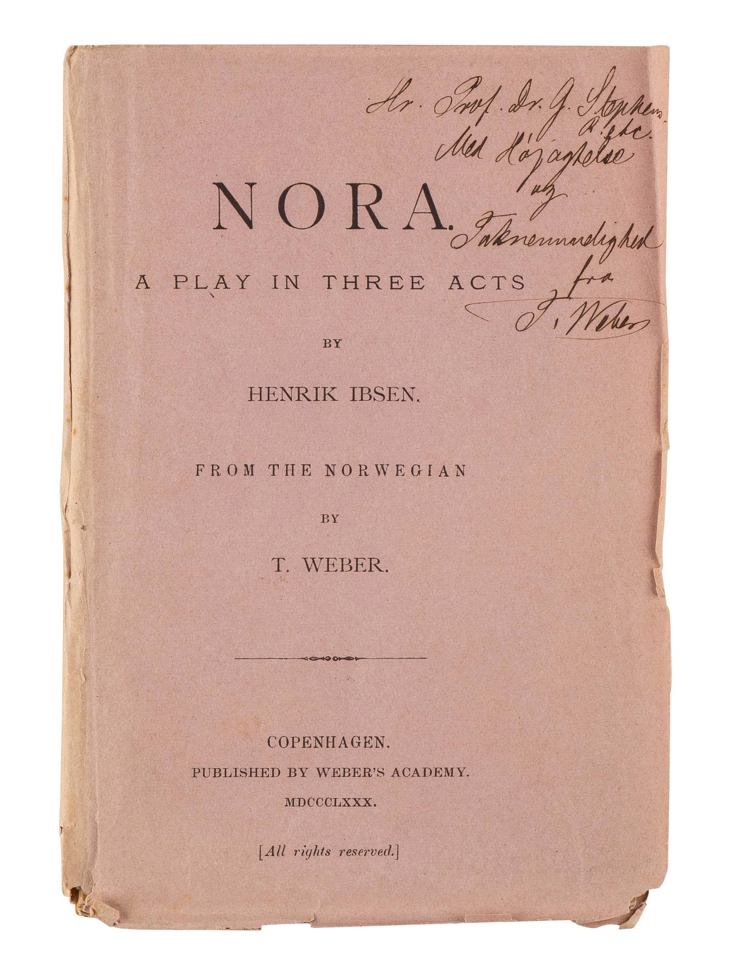 IBSEN, Henrik (1828-1906). The Master Builder . London: William Heinemann, 1893.