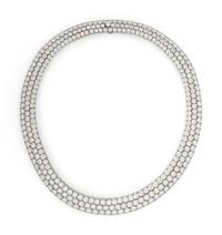 THREE ROW DIAMOND AND PLATINUM NECKLACE