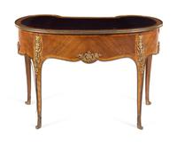 A Louis XV Style Gilt Bronze Mounted Kingwood Reniform Bureau Plat