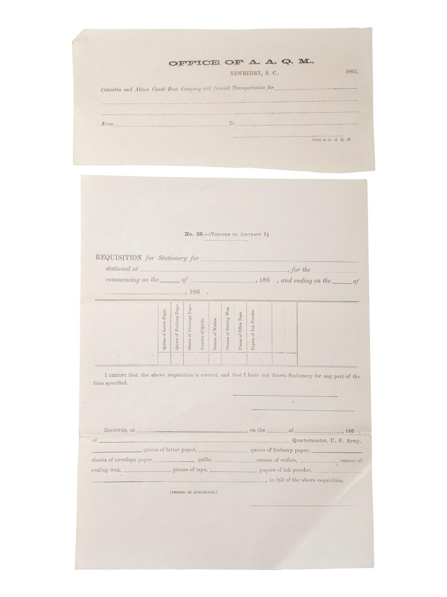 [MILITARIA] 19th c. docs and imprints incl. Civil War content from Estate of Carroll J. Delery III.
