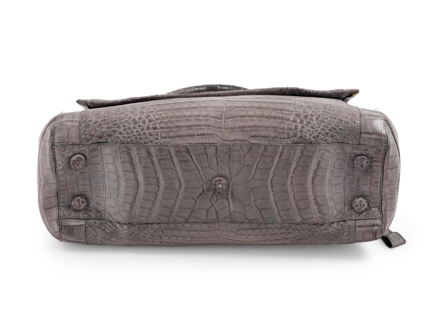 Nancy Gonzalez Gray Crocodile Handbag, 1990-2000s