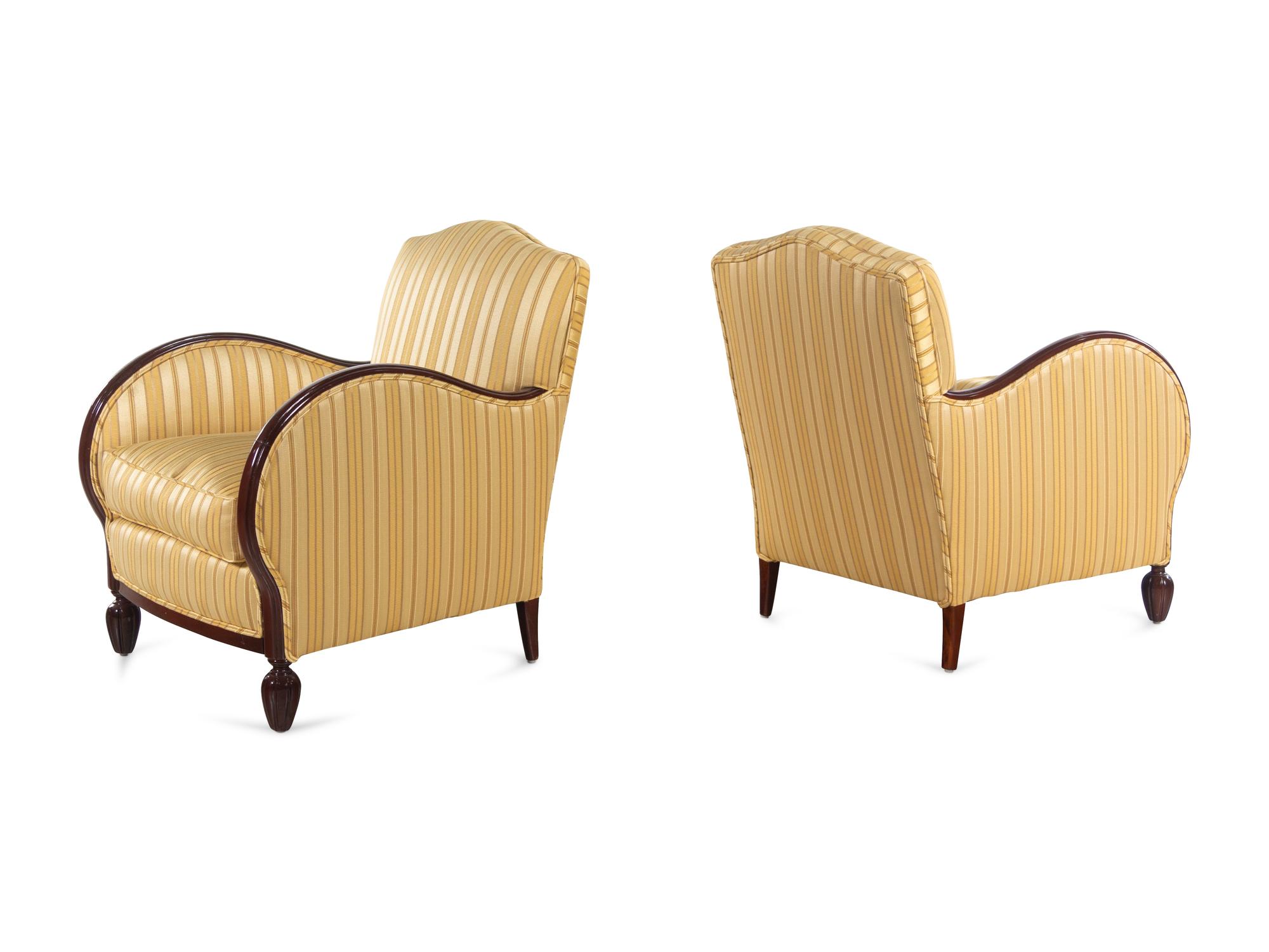 A Neoclassical Brown Lacquered Three-Piece Parlor Suite