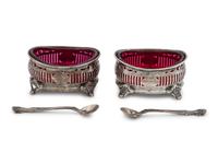 A Pair of American Silver and Glass-Lined Salt Cellars
