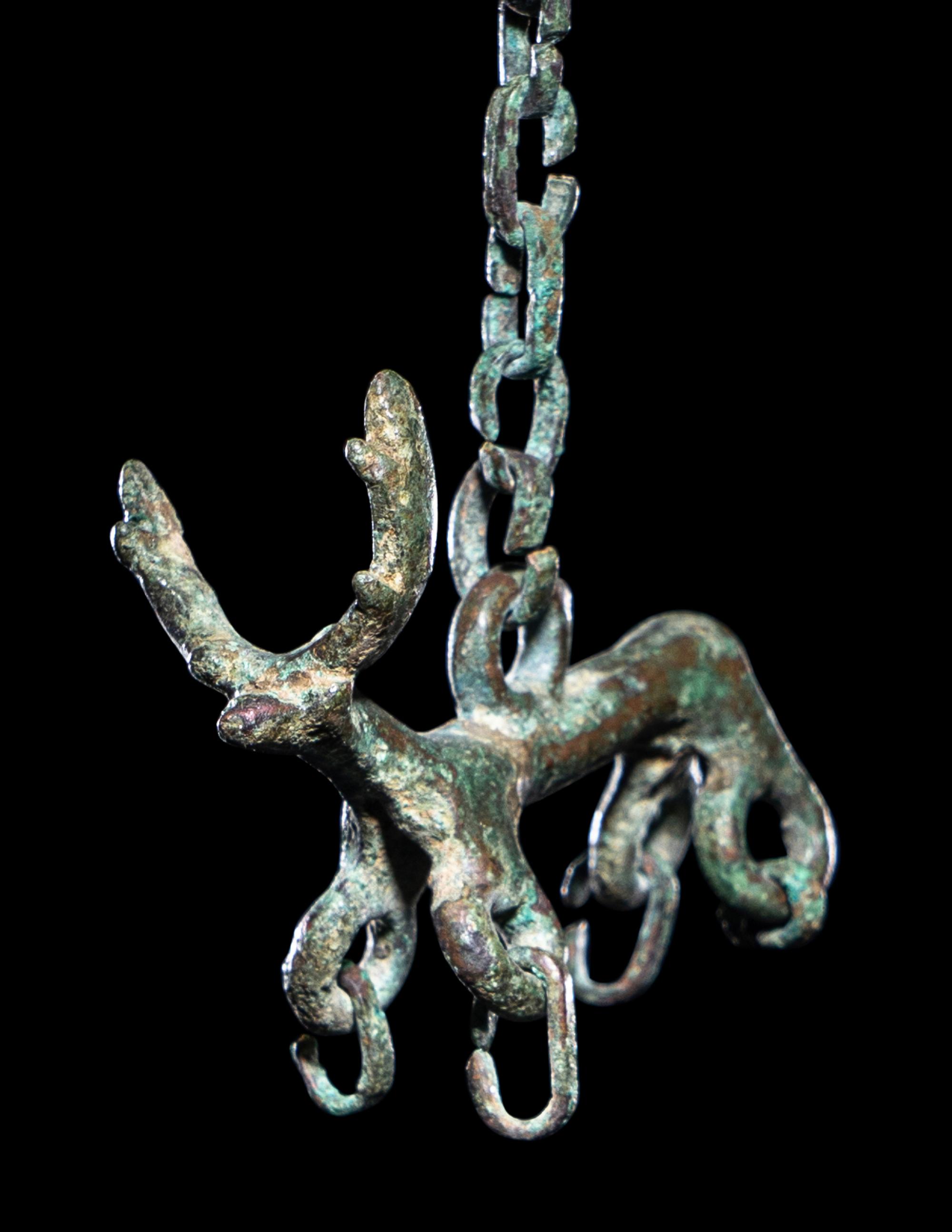 A Luristan Bronze Stag on a Chain