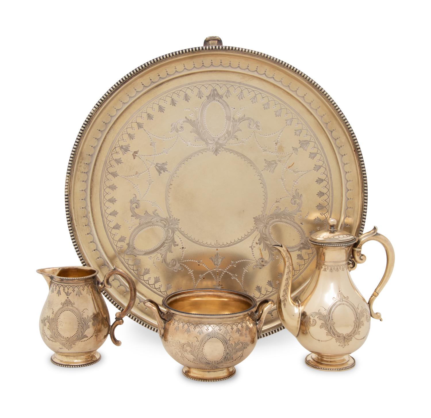 A Victorian Silver-Gilt Coffee Service