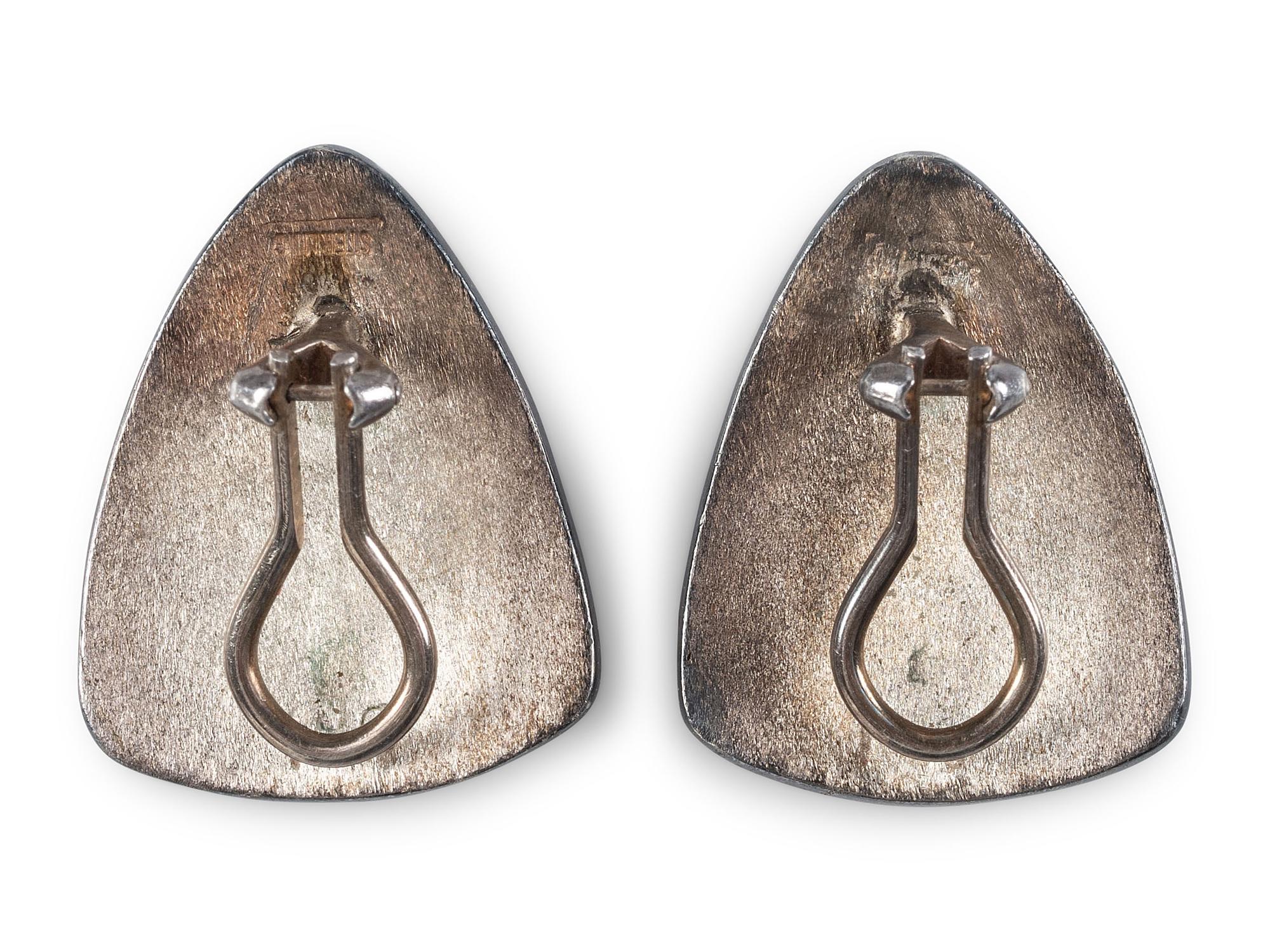 Sterling Silver Shield Clip Earrings