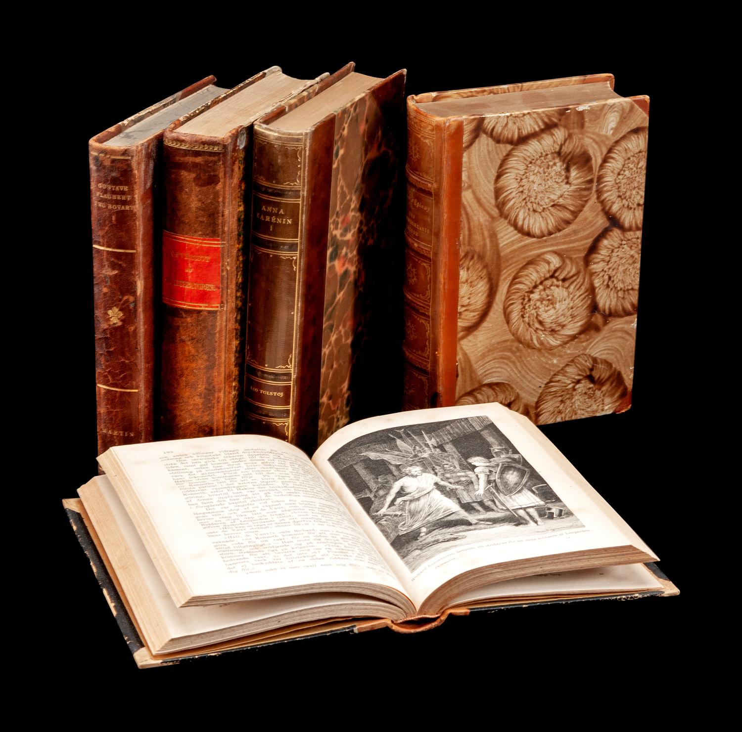 A Large Group of Leatherbound Volumes