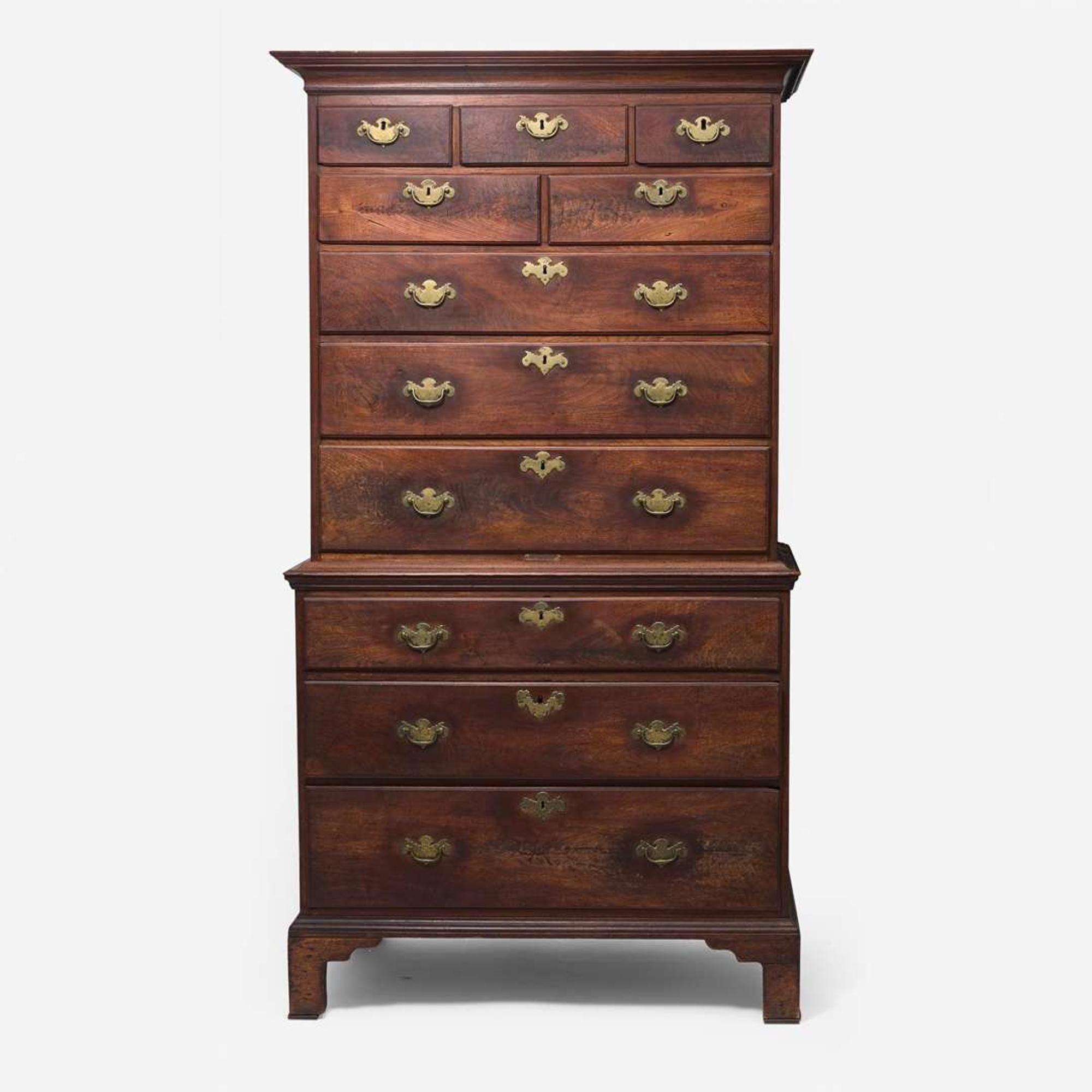 A Chippendale carved walnut chest-on-chest Philadelphia, PA, late 18th century