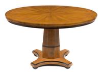 A Biedermeier Style Parcel Ebonized Center Table Height 30 1/2 x width 55 x depth 43 inches. — 20TH CENTURY