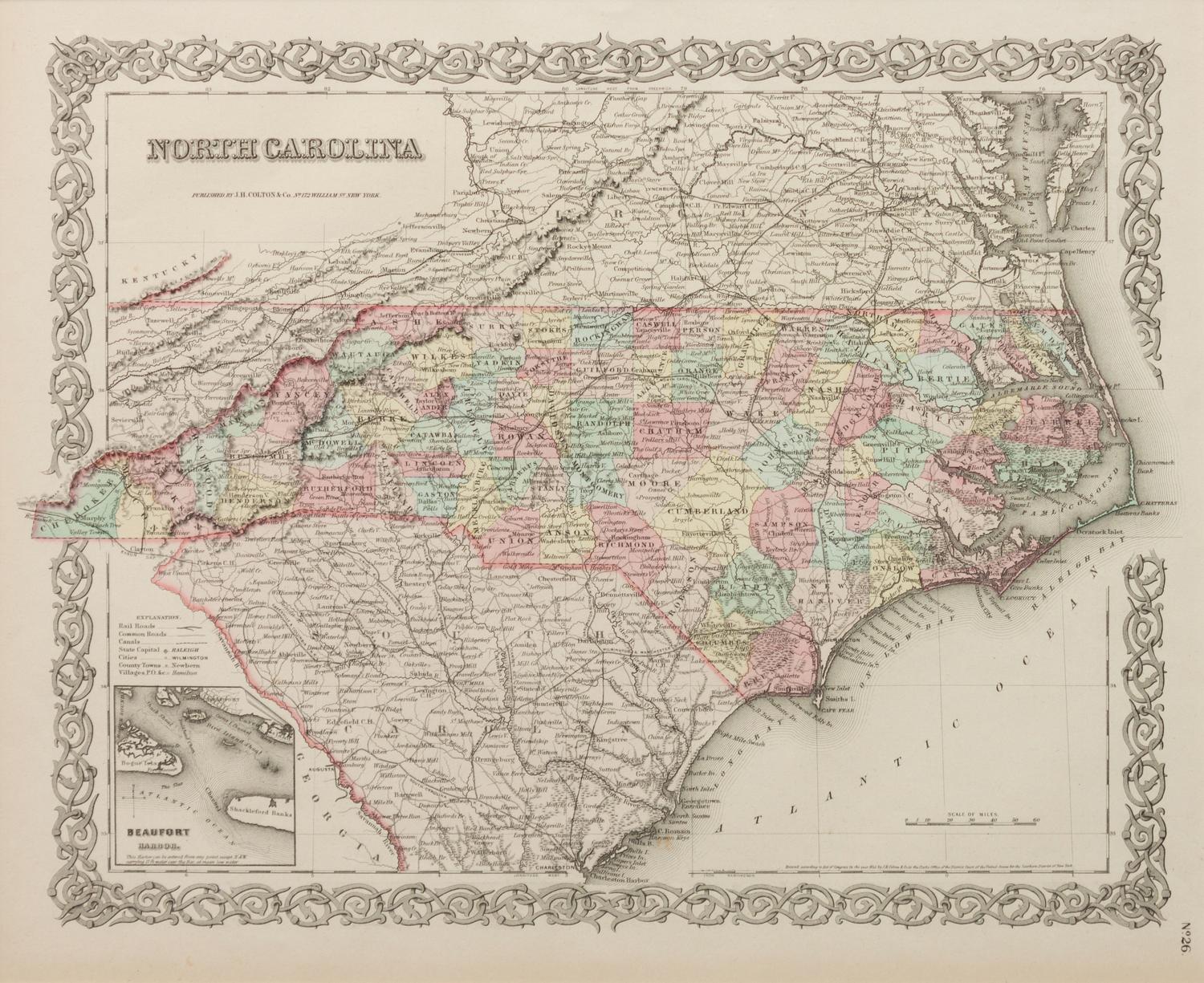 Three Historic Maps: New Map of Europe from The Latest Authorities, 1811, Delaware from the Belt Authorities, 1796, North Carolina published by J.H. Colton & Co.,