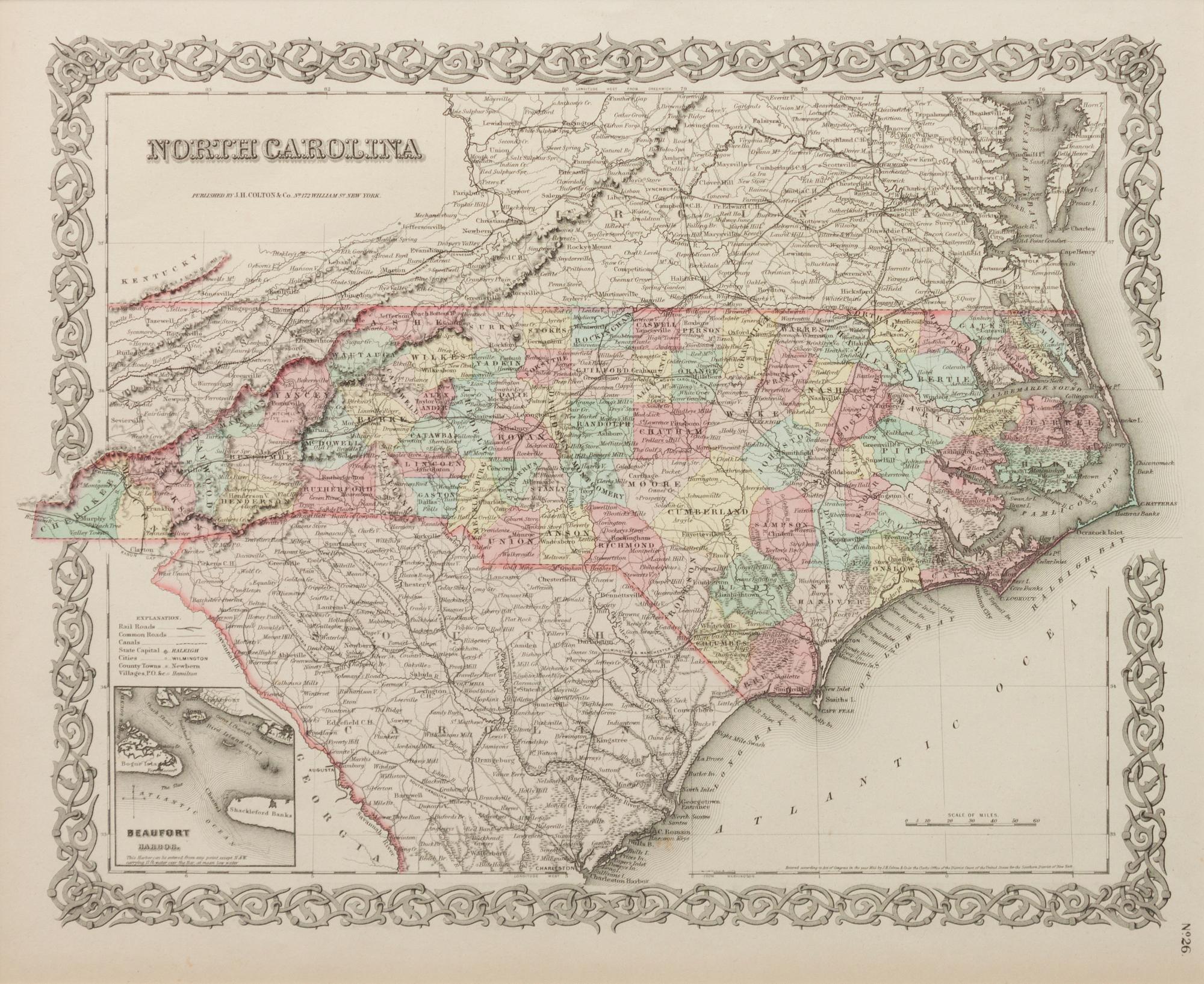Three Historic Maps: New Map of Europe from The Latest Authorities, 1811, Delaware from the Belt Authorities, 1796, North Carolina published by J.H. Colton & Co.,