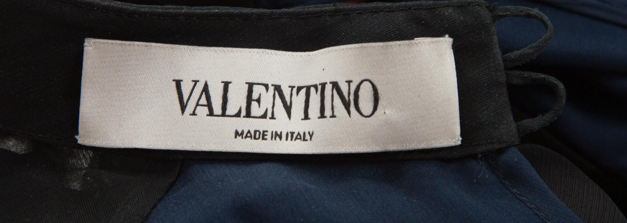 A Valentino Black and Navy Silk Sheer Blouse, No size.