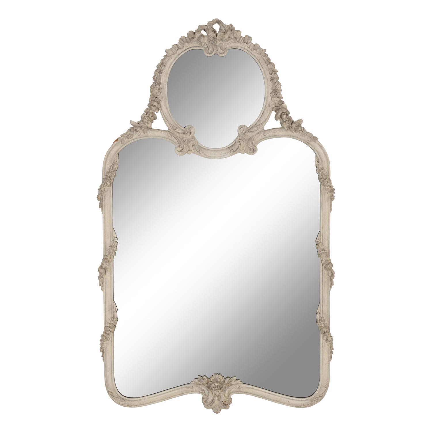 A Louis XVI Style White-Painted Mirror