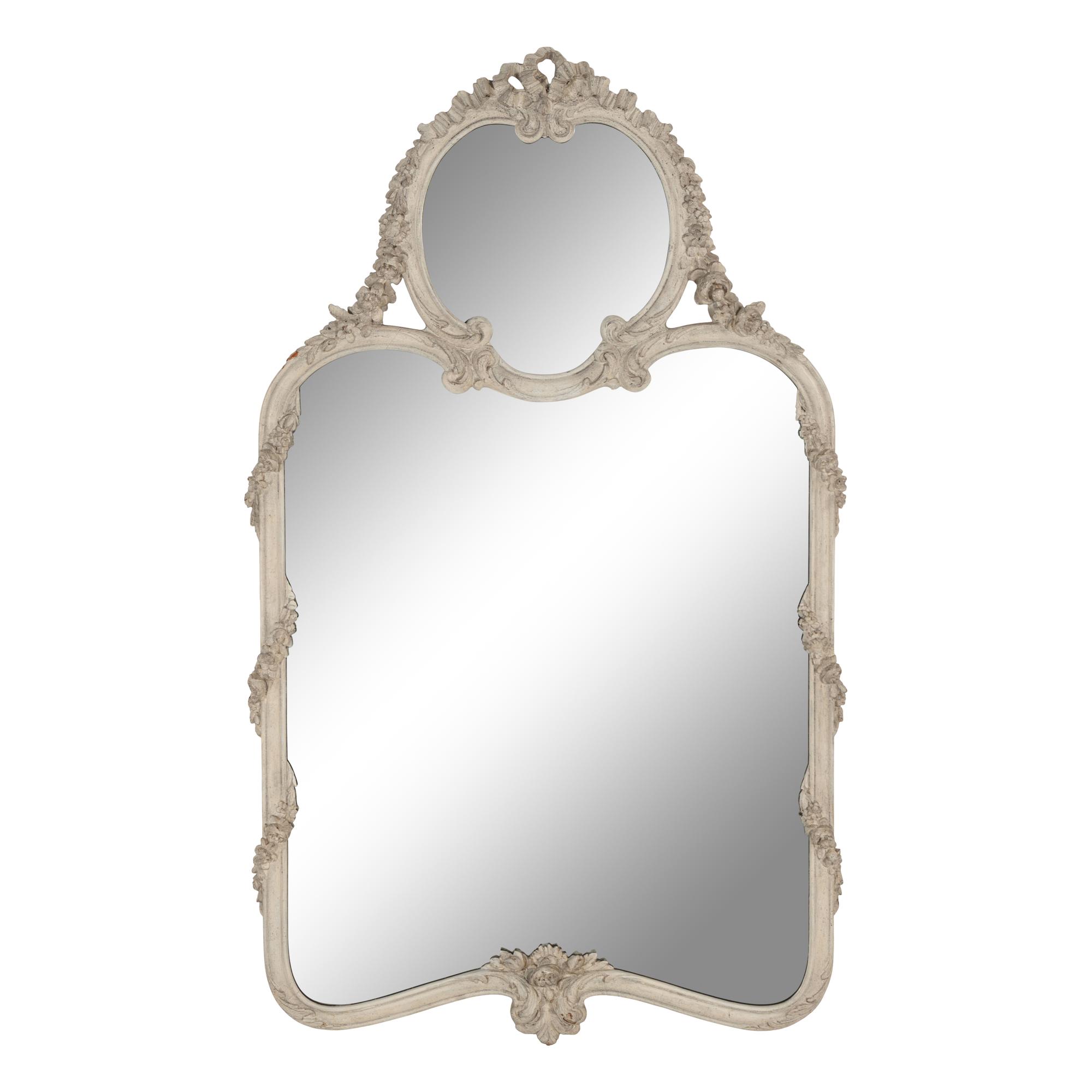 A Louis XVI Style White-Painted Mirror
