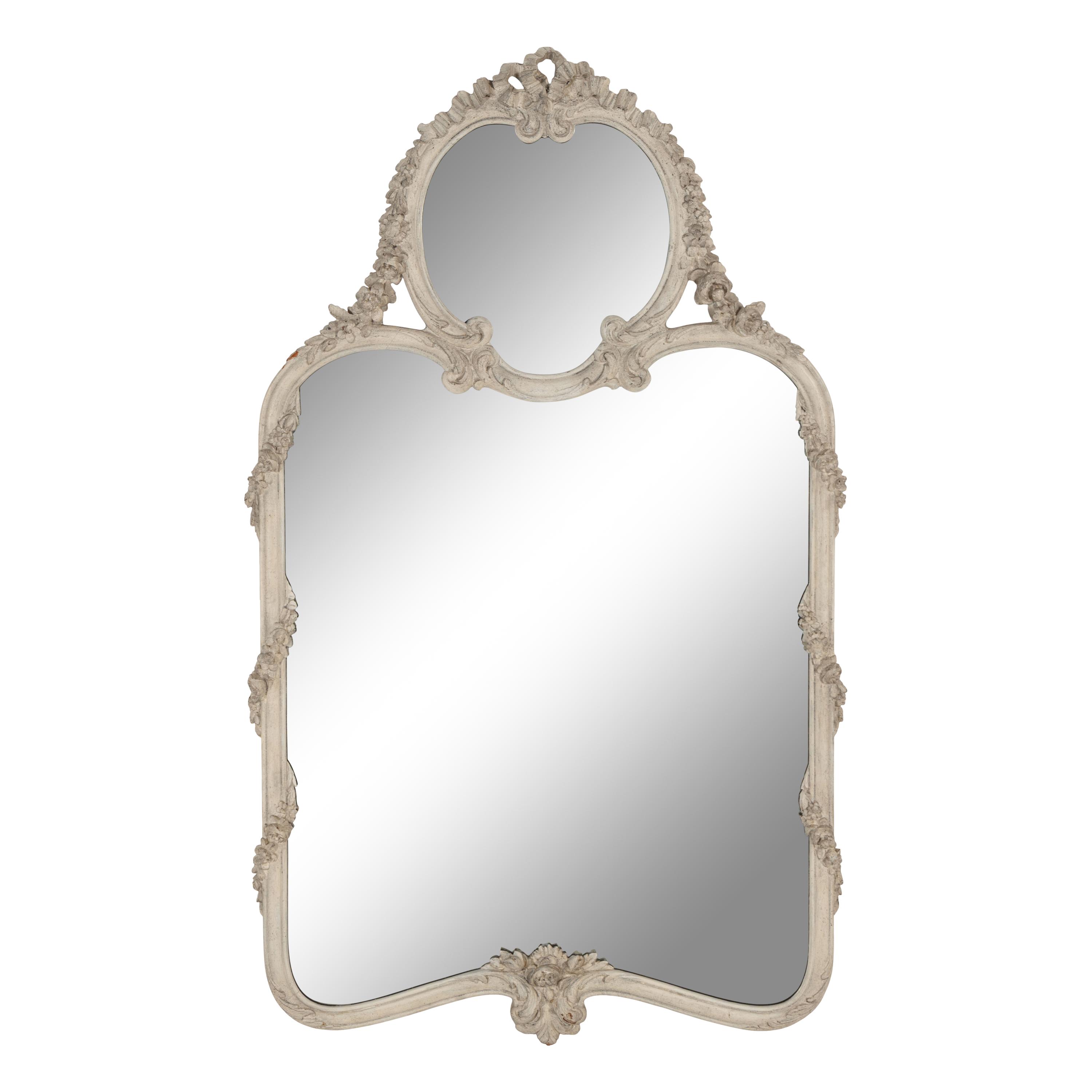 A Louis XVI Style White-Painted Mirror