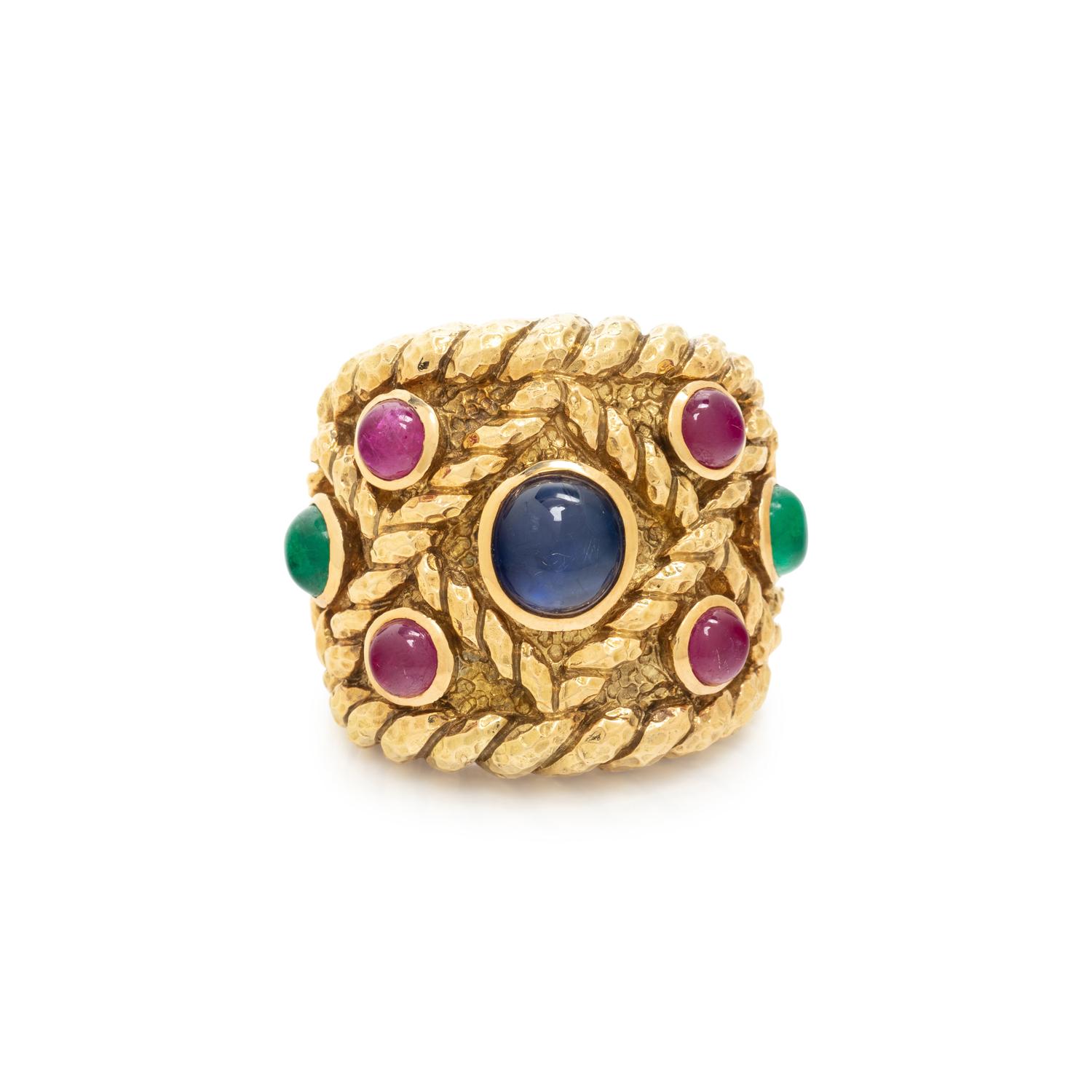 DAVID WEBB, YELLOW GOLD AND MULTIGEM RING