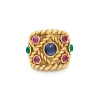 DAVID WEBB, YELLOW GOLD AND MULTIGEM RING