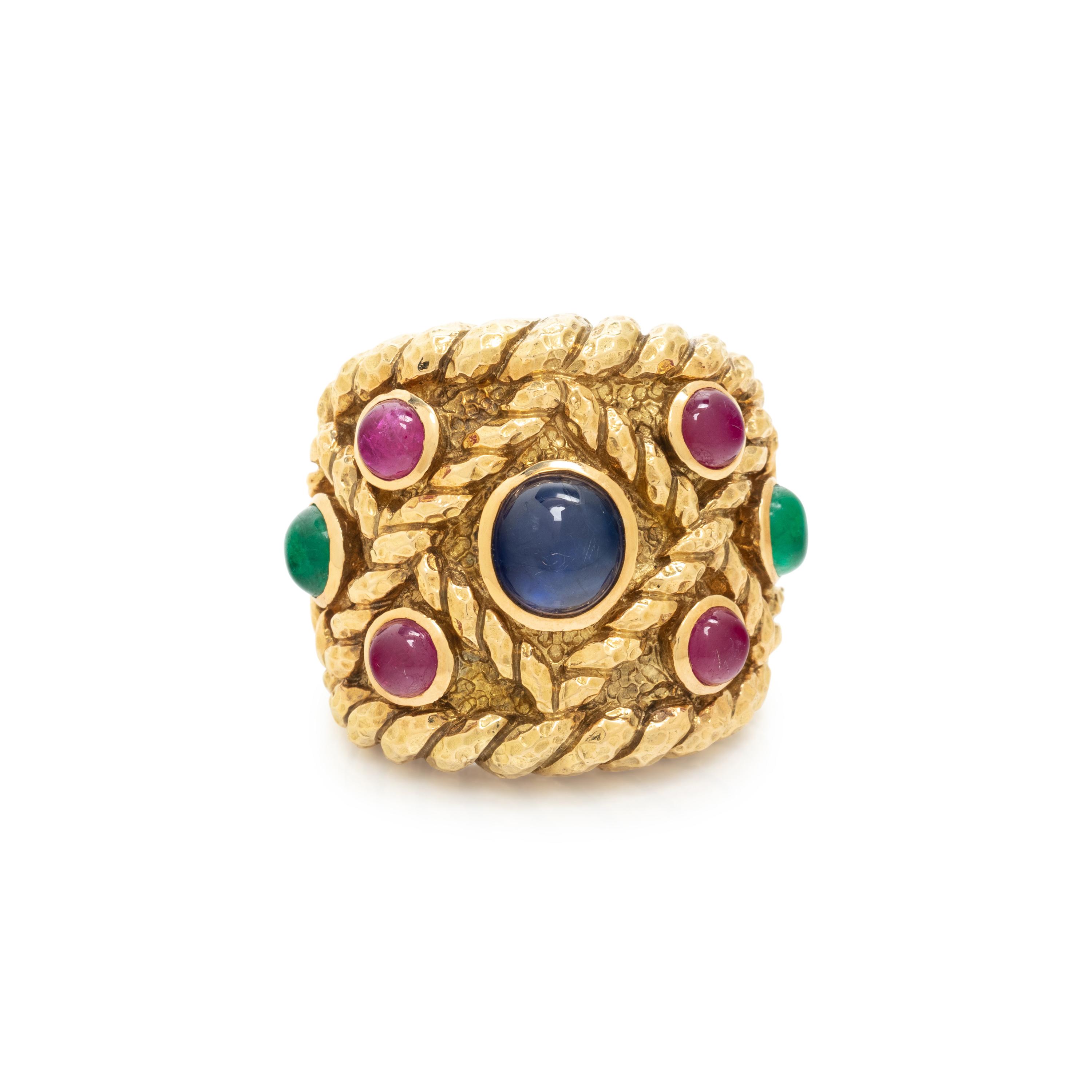 DAVID WEBB, YELLOW GOLD AND MULTIGEM RING