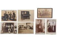 [ENTERTAINMENT]. A group of photographs and ephemera of early 20th-century entertainments, featuring bands, amusement parks, beaches, theater, camping, and the circus, including: