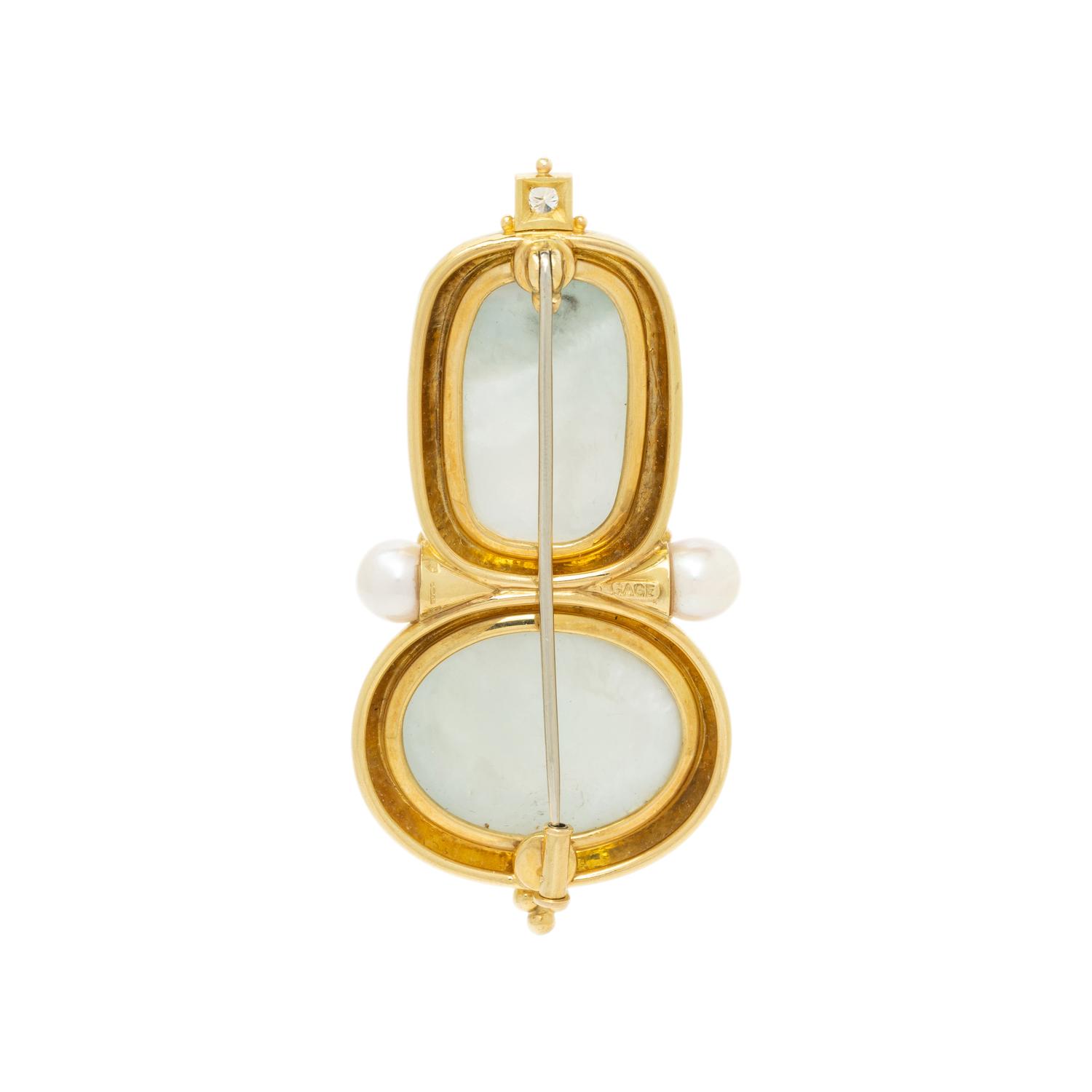 ELIZABETH GAGE, YELLOW GOLD AND MULTIGEM BROOCH