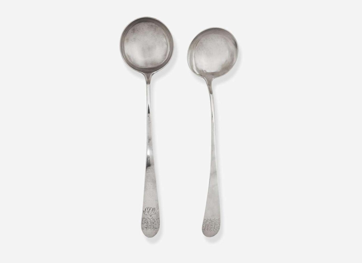 Two silver punch ladles, John Lynch (1761-1848), Baltimore, MD, and John Houlton, Philadelphia or Baltimore, MD, circa 1790