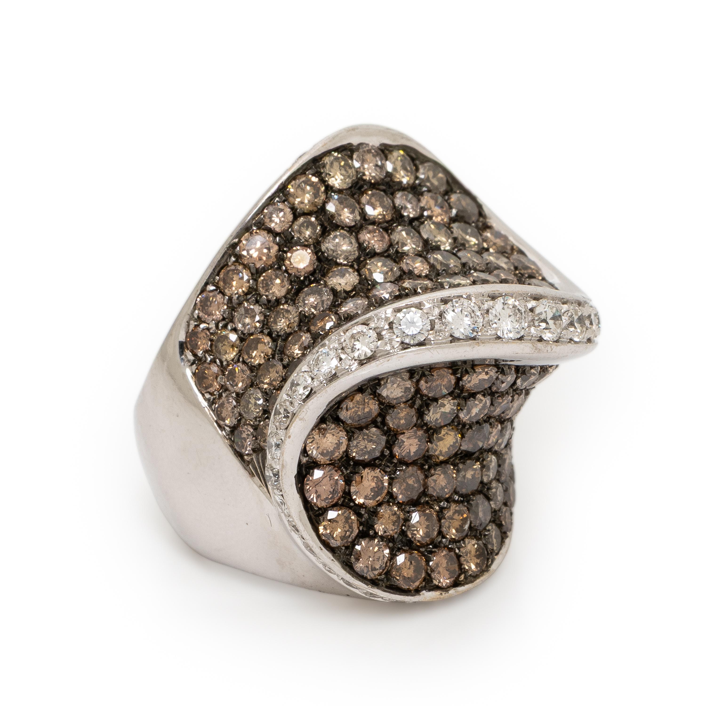 Diamond, Colored Diamond, and White Gold Ring