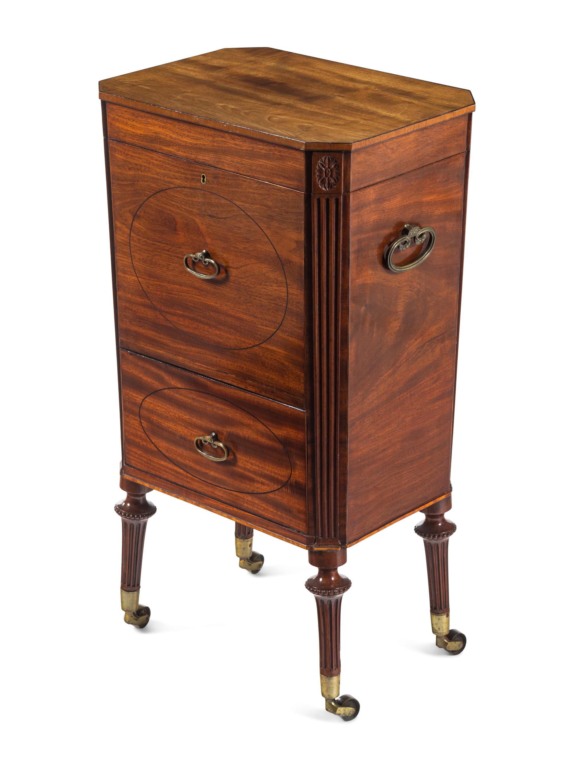 A George III Ebony-Strung Mahogany Cellarette