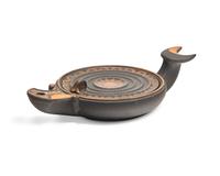 A Wedgwood Etruria Black Basalt Whale Tail Oil Lamp