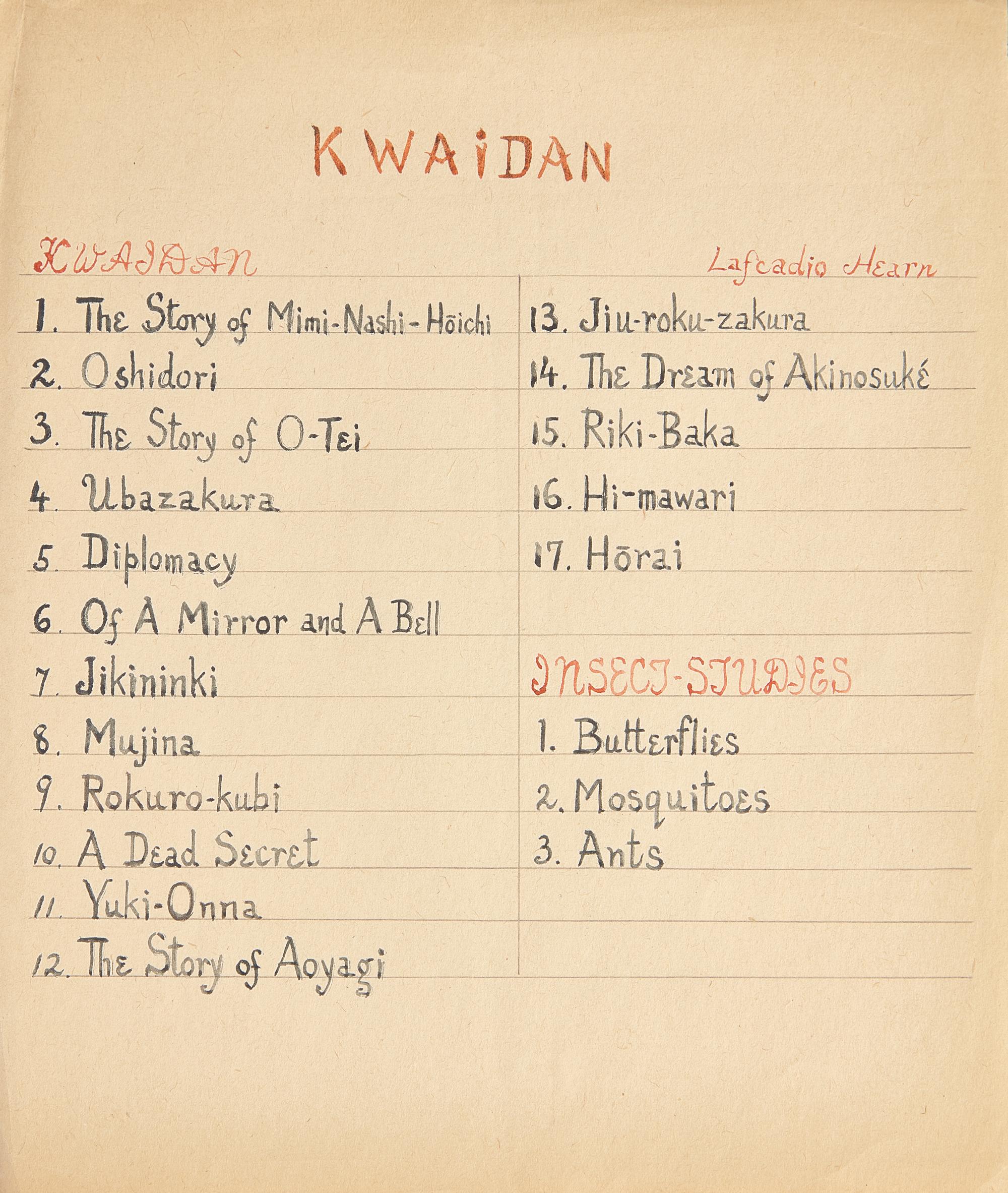 [Hearn, Lafcadio] Koizumi, Kazuo. Original Illustrations For "Kwaidon"