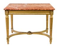 A Louis XVI Style Giltwood Console Table Height 29 1/8 x width 38 1/2 x depth 25 inches. — 20TH CENTURY