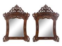 A Pair of Syrian Mother-of-Pearl Inlaid Walnut Mirrors