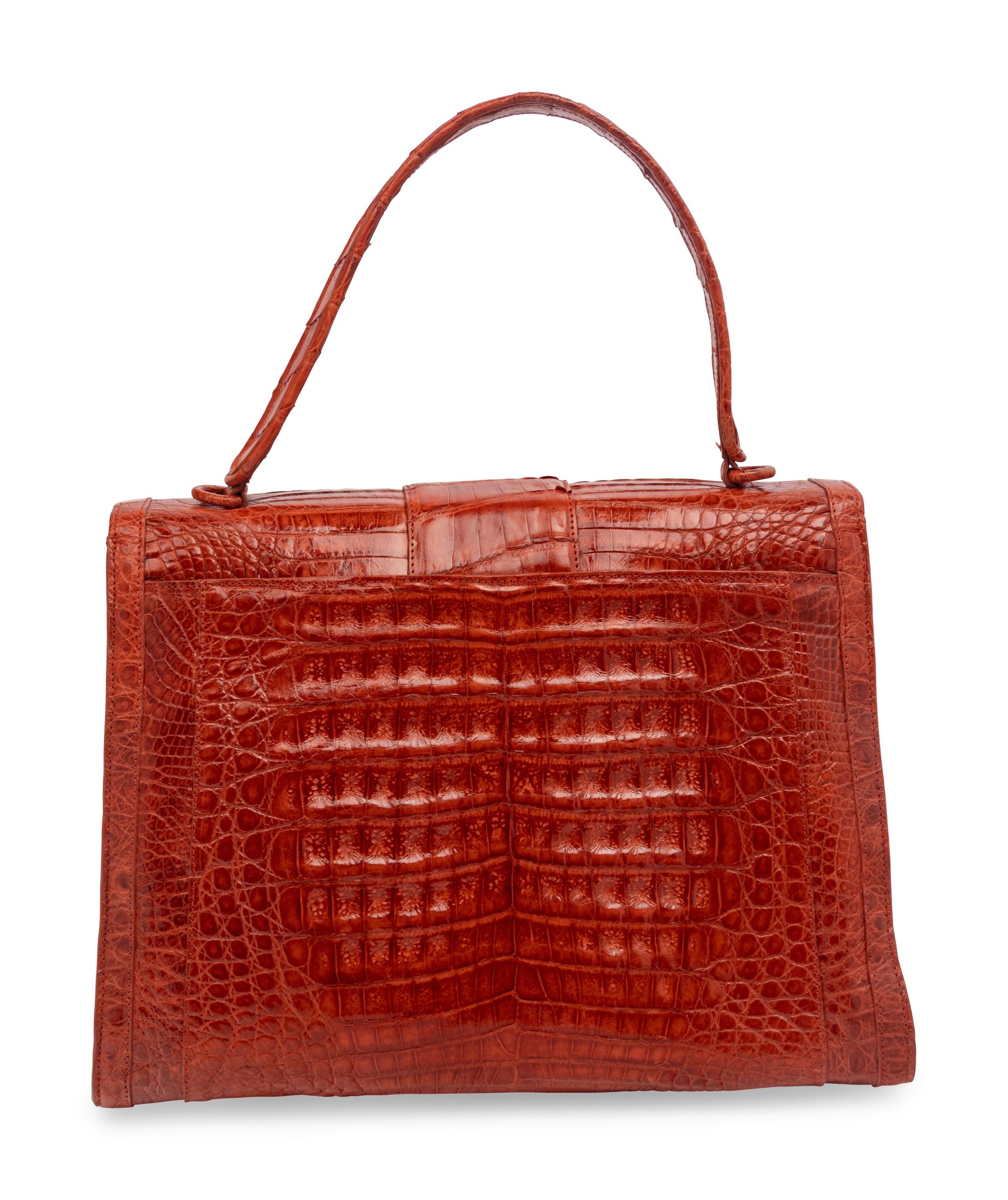 Nancy Gonzalez Rust Crocodile Handbag