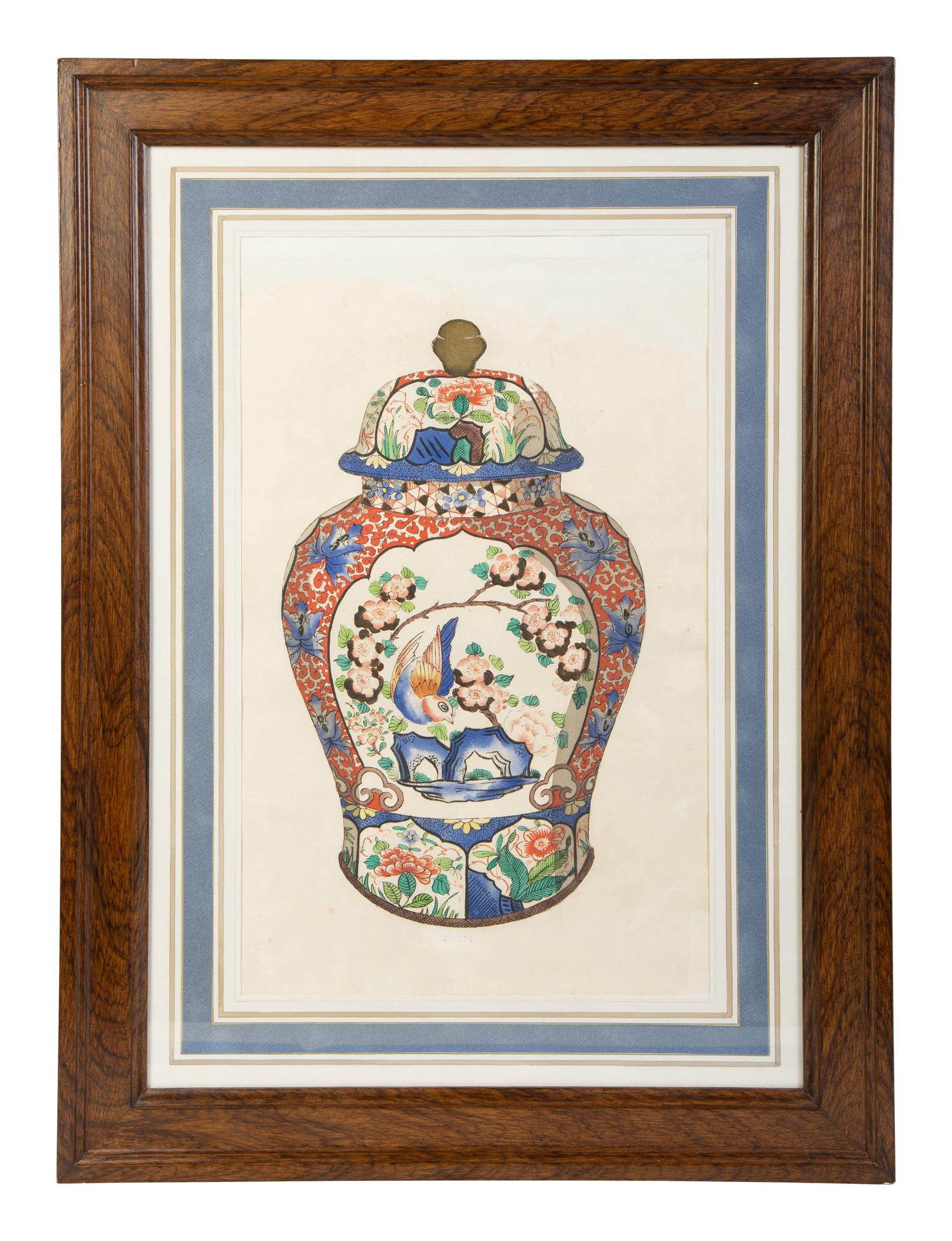 A Group of Eight Framed Chinese Works on Paper Depicting Export Porcelains — EARLY 20TH CENTURY