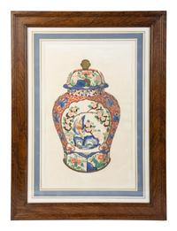 A Group of Eight Framed Chinese Works on Paper Depicting Export Porcelains — EARLY 20TH CENTURY