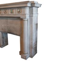 A Carved Limestone Fireplace Surround/Mantel 96" W x 32" D x 78" H — United States, 20th Century