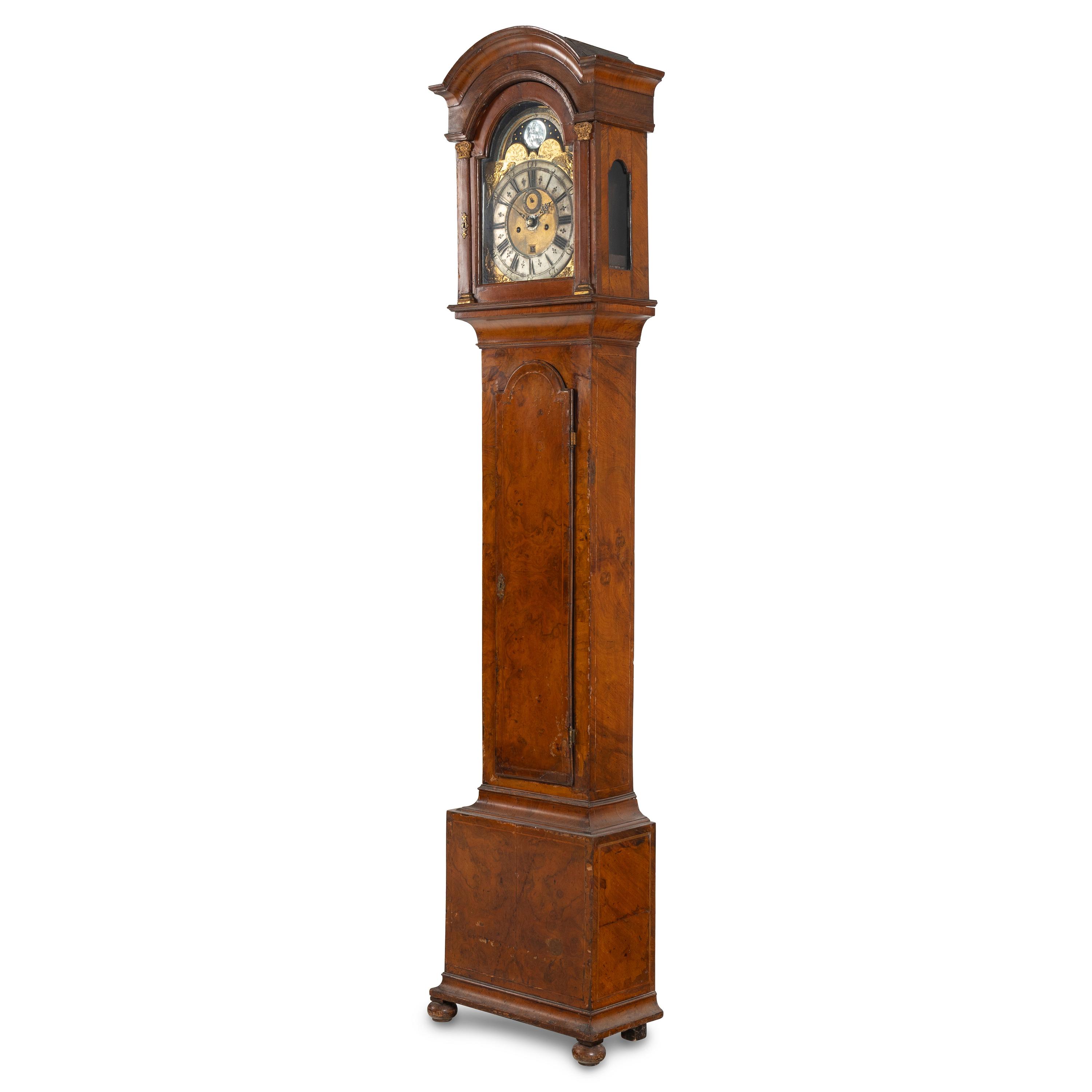 A Dutch Walnut Tall Case Clock