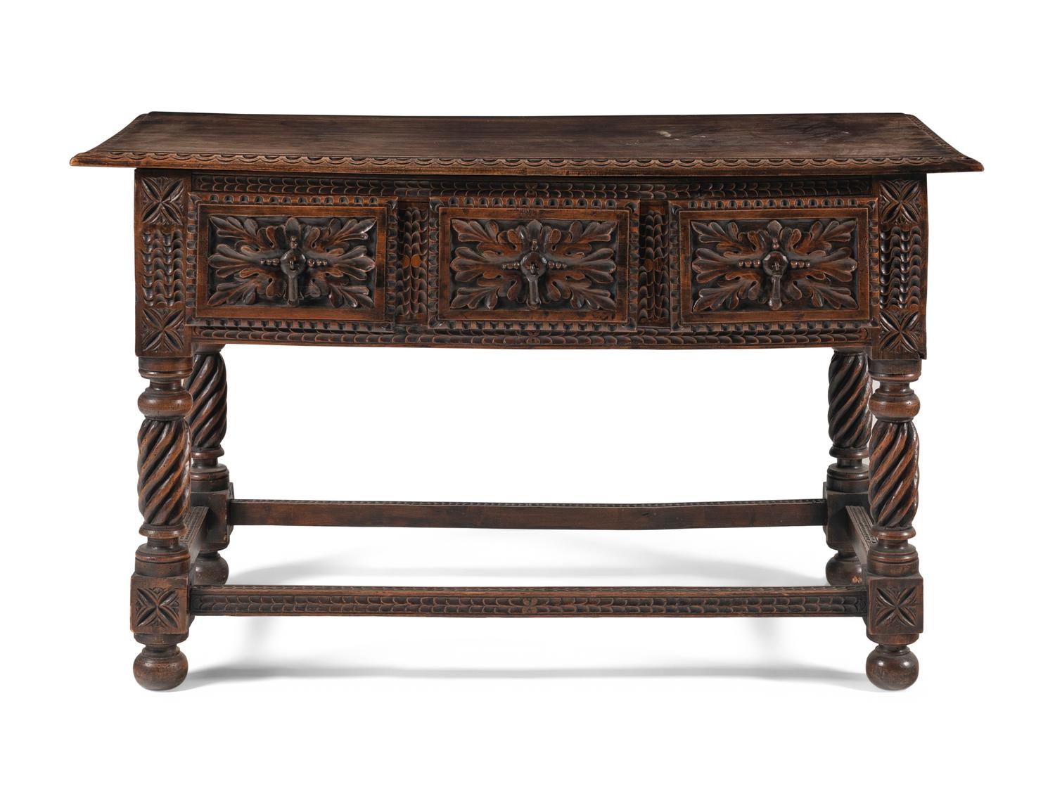 A Jacobean Style Carved Walnut Console Table