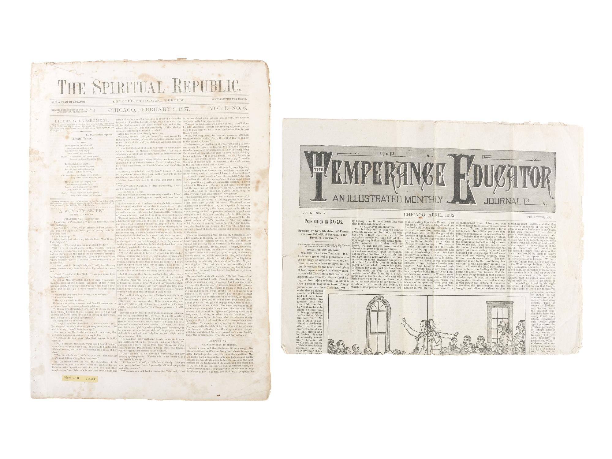 [WOMEN]. A group of pamphlets, handbills, and other ephemera related to women's suffrage, temperance, and educational movements, comprising: